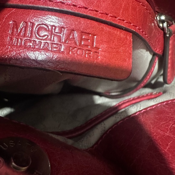 MICHAEL KORS HAMILTON HIPPIE GROMMET DARK RED QUILTED LEATHER SATCHEL BAG - Picture 14 of 14